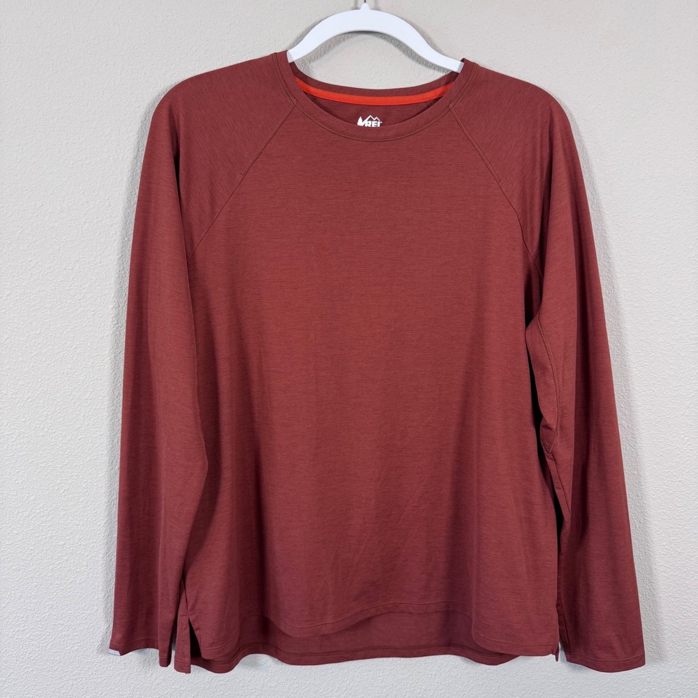 REI Co-op Swiftland Long Sleeve Shirt Rust Red Active Performance Hike Womens XL